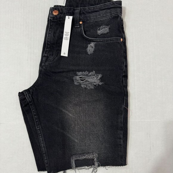 Asos Design NWT Sz 32 Black Distressed Frayed Men's Jean Short - Picture 6 of 8